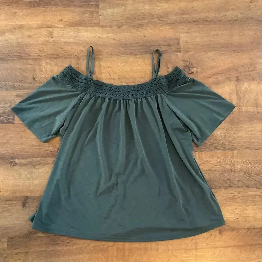 Orange Kiss Spaghetti Strap Off‎ Shoulder Womens Top Blouse Size XL NEW WITH TAG